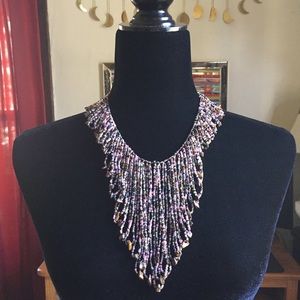 Artisan Violet Tiger’s Eye Handmade Bib Necklace